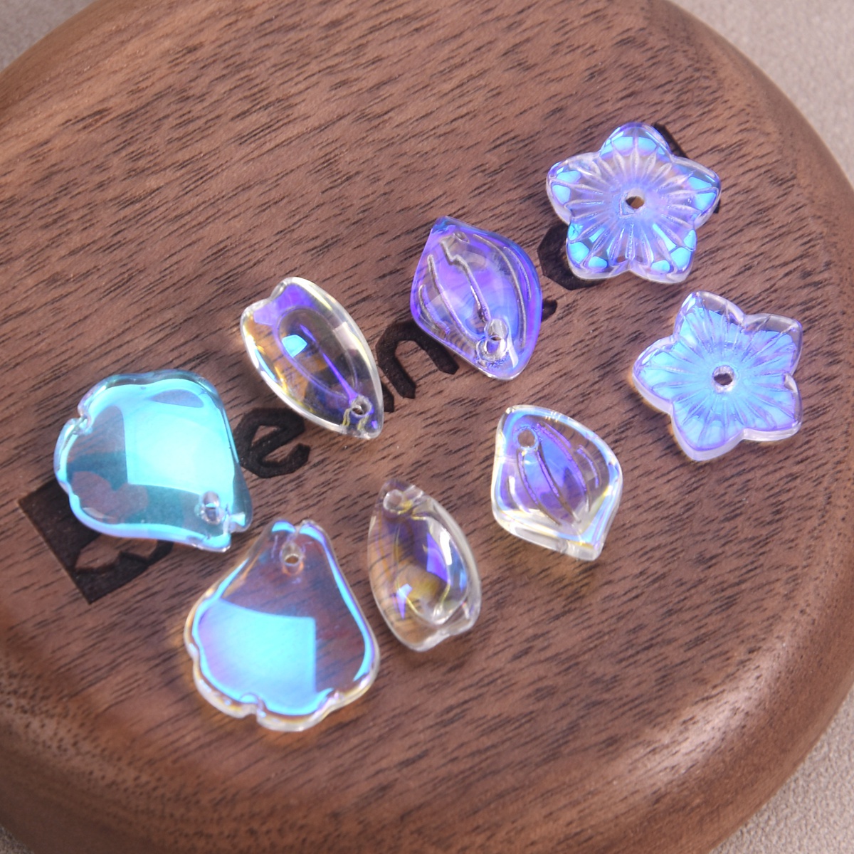 Jewelry Making Qc - 10pcs Clear Aurora Moonlight Color Flower
