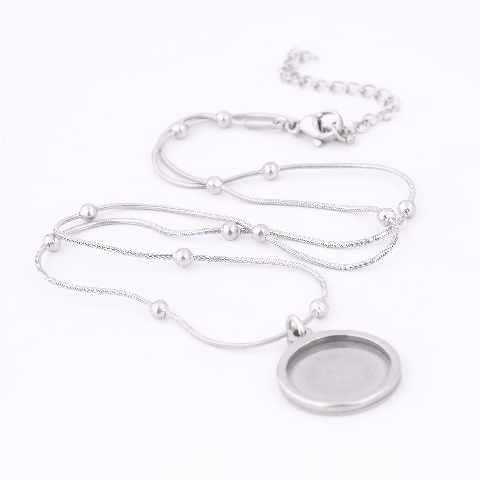 Pendant Blank Bezel - 2pcs Stainless Steel Ball Chain Necklace