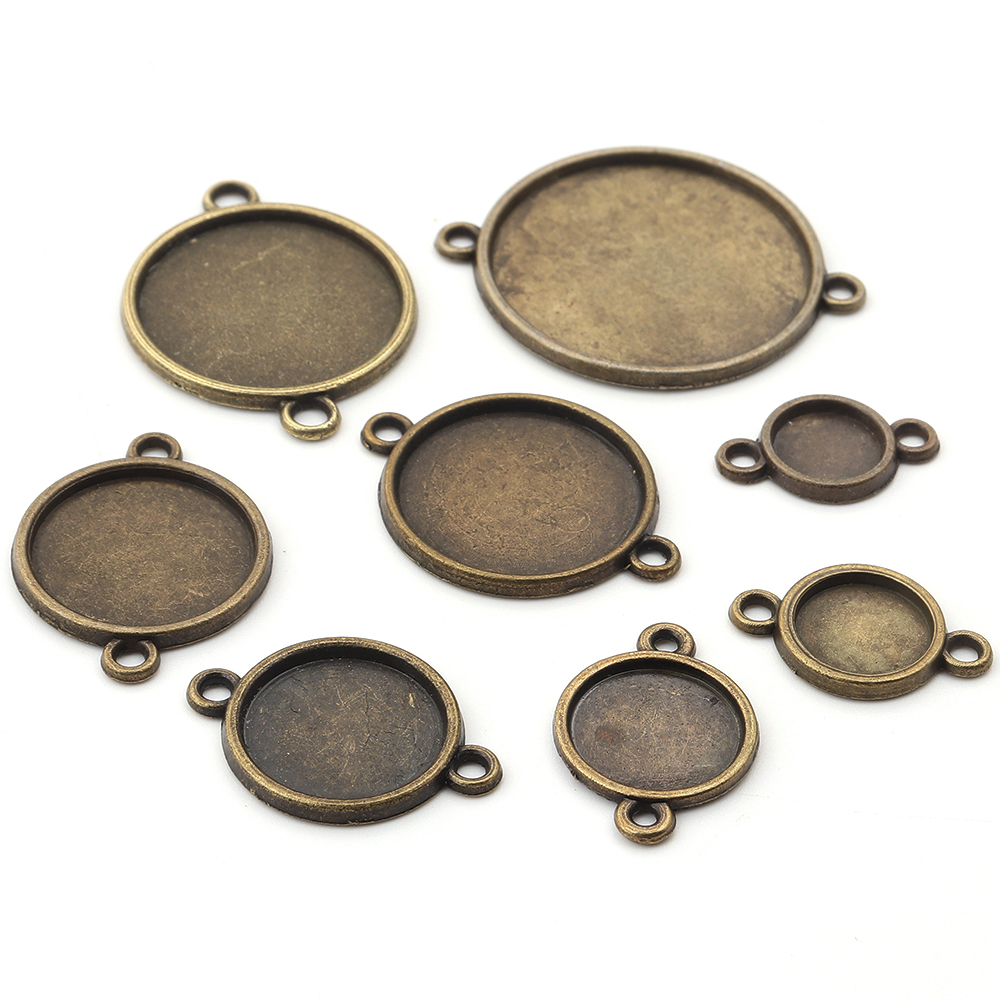 Pendant Blank Bezel - 10pcs 8/10/12/14/16/18/20/25mm Round Cabochon Base Double