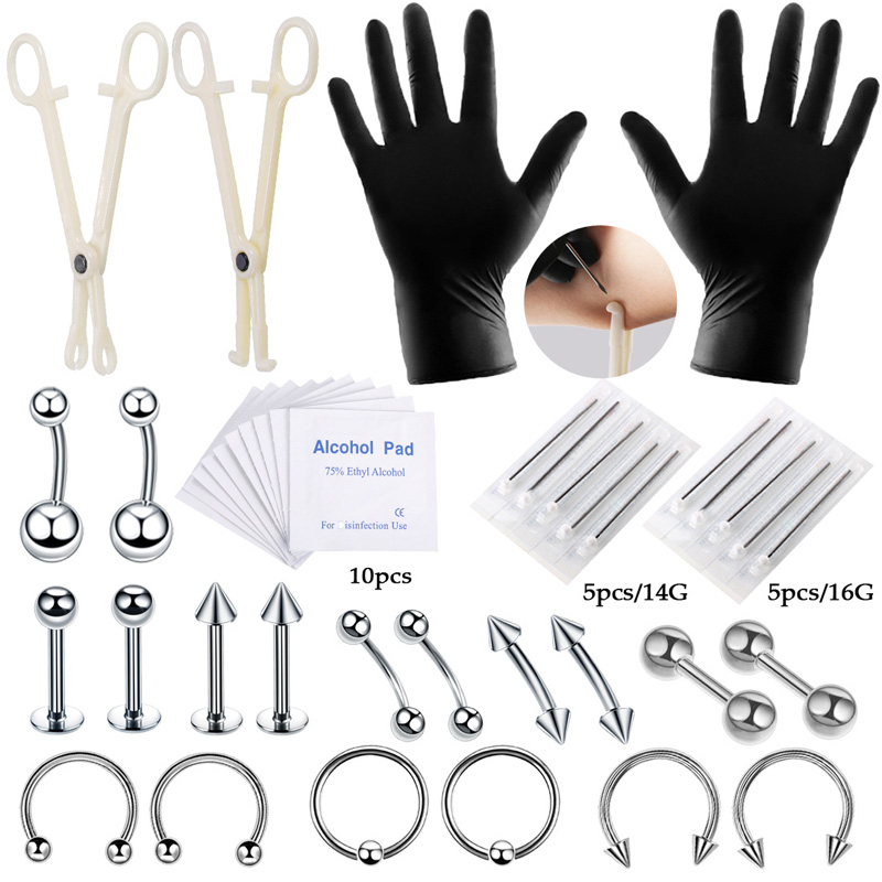 Jewelry Making Round Nose Pliers - 42pcs/set Body Piercing Tool Kit Piercing