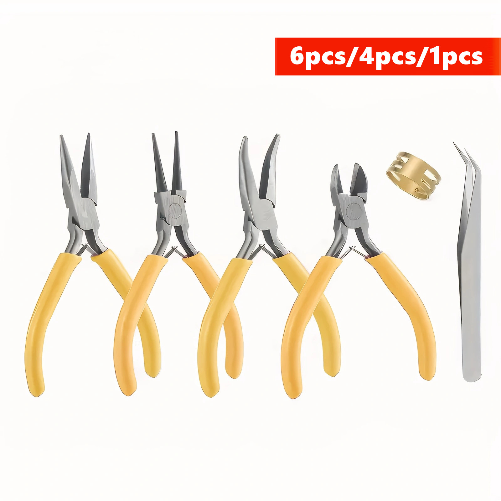 Jewelry Making Round Nose Pliers - 6/4/1pcs Yellow Jewelry Making Pliers Set