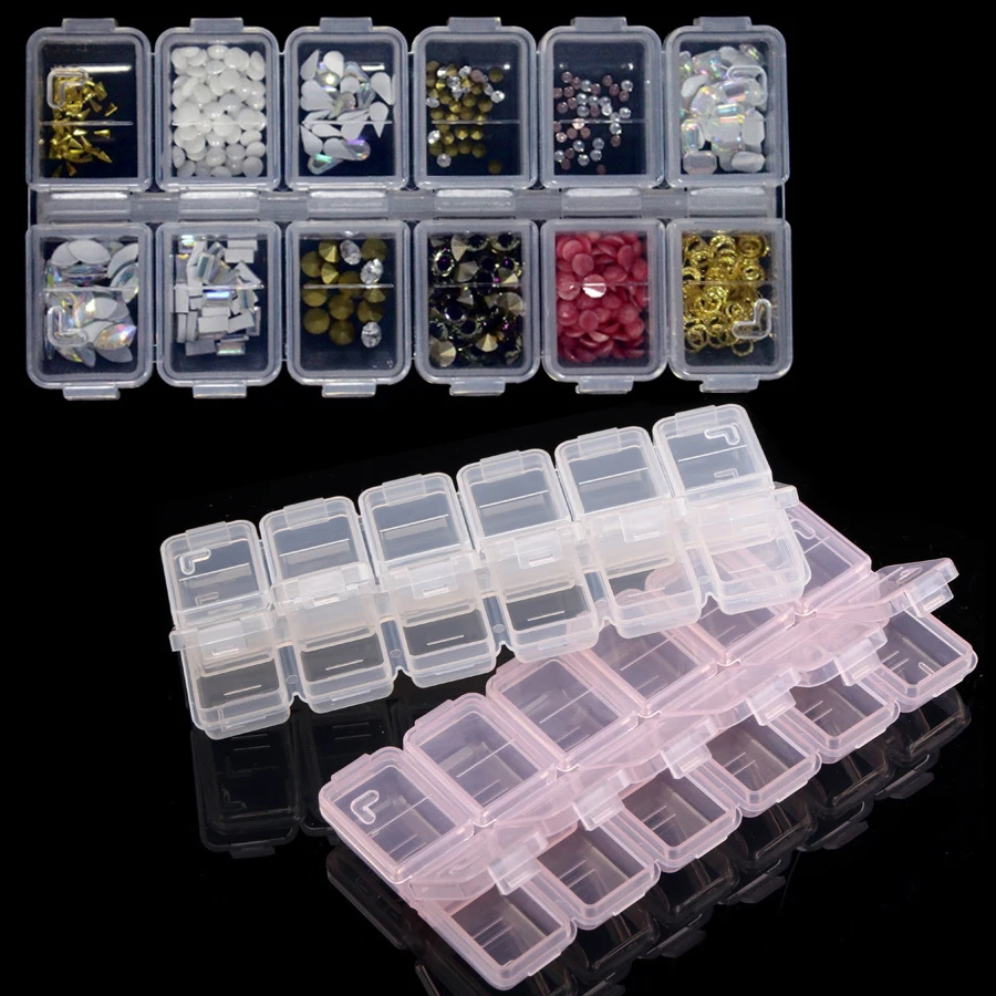 Jewelry Making Organizer Box - 12 Compartments Plastic Rhinestone Organizer Container