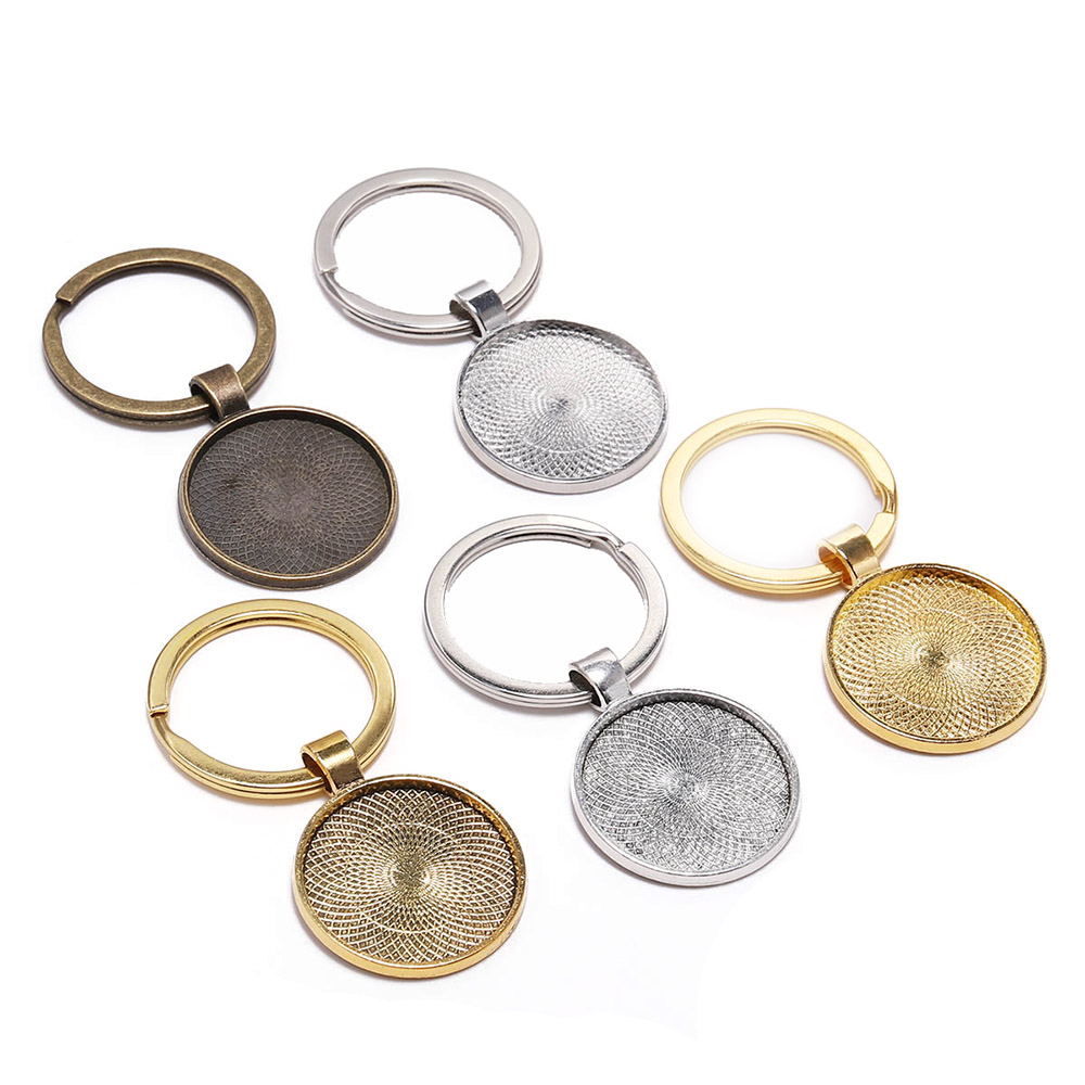 Pendant Blank Bezel - 5Pcs/Lot 25mm Keychain With Pendant Bezel