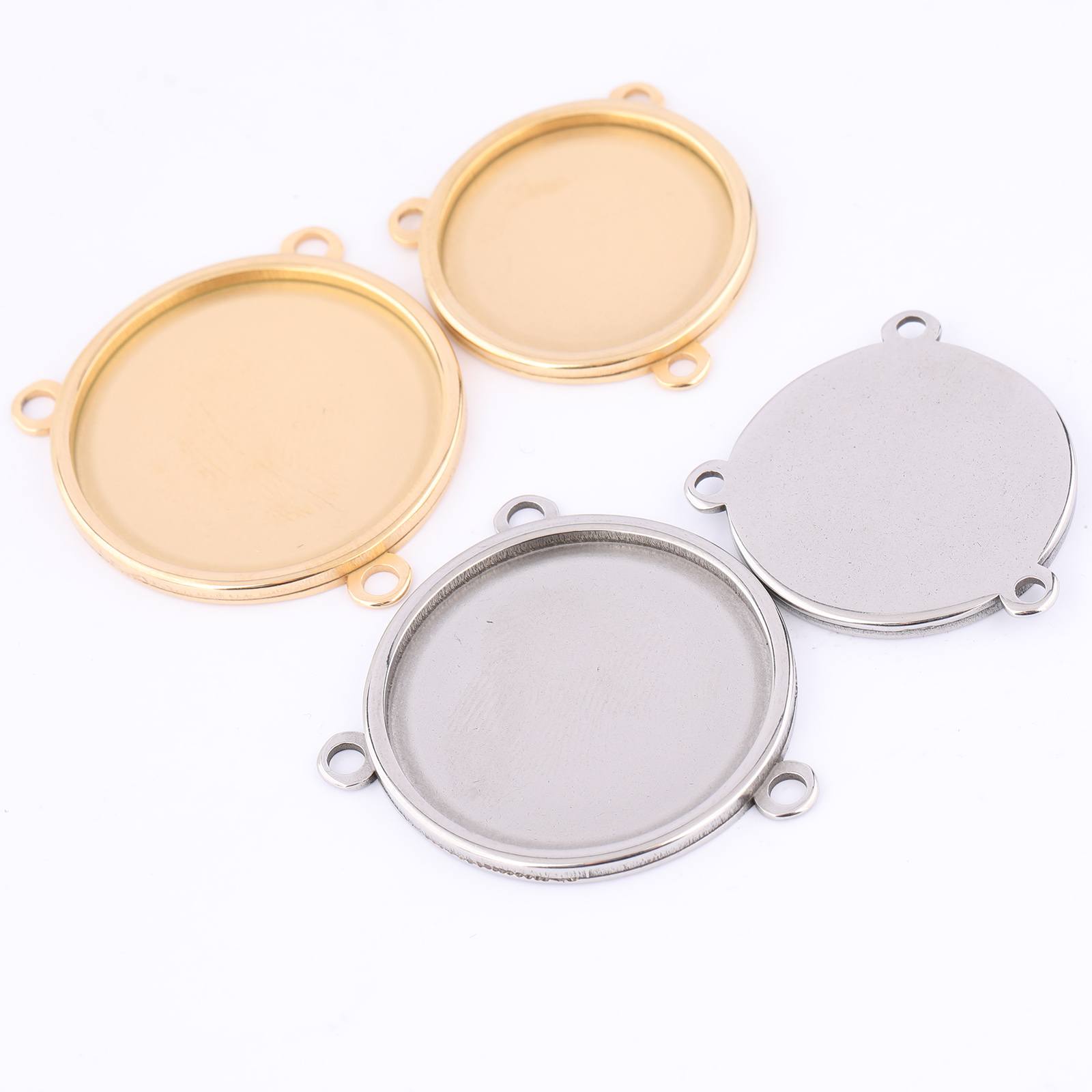 Pendant Blank Bezel - 5pcs Stainless Steel Gold Plated 16mm
