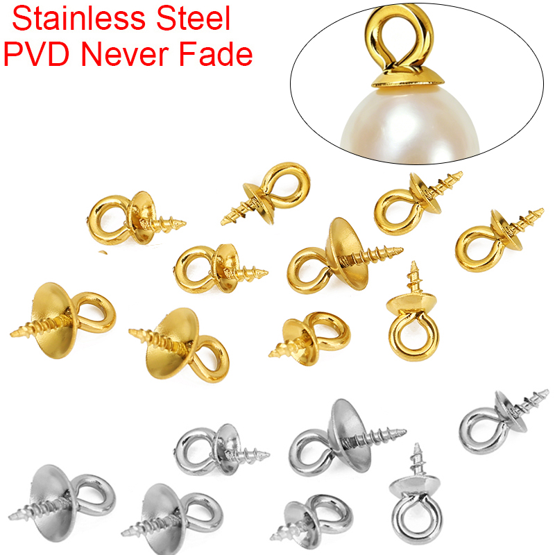 Jewelry Making With Beads - 20pcs Stainless Steel Pearl Pendant Hooks
