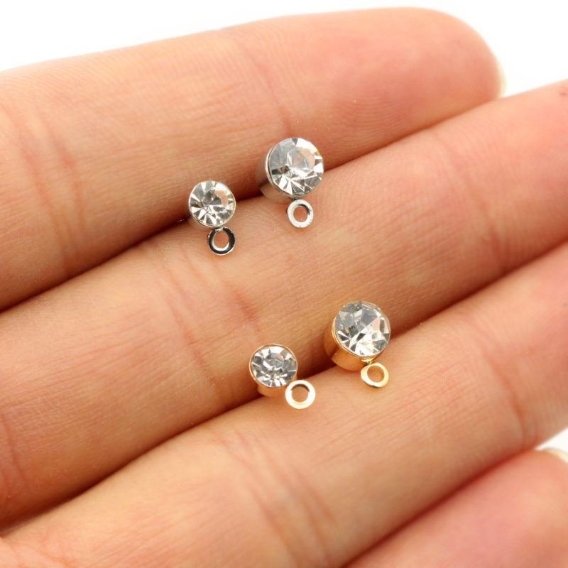 Jewelry Making Set - 50pcs Stud Earrings Pins with Zircon