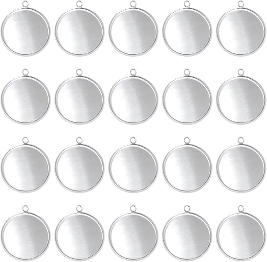 20 Pieces Stainless Steel Roun - Pendant Blank Bezel ulasan dan harga