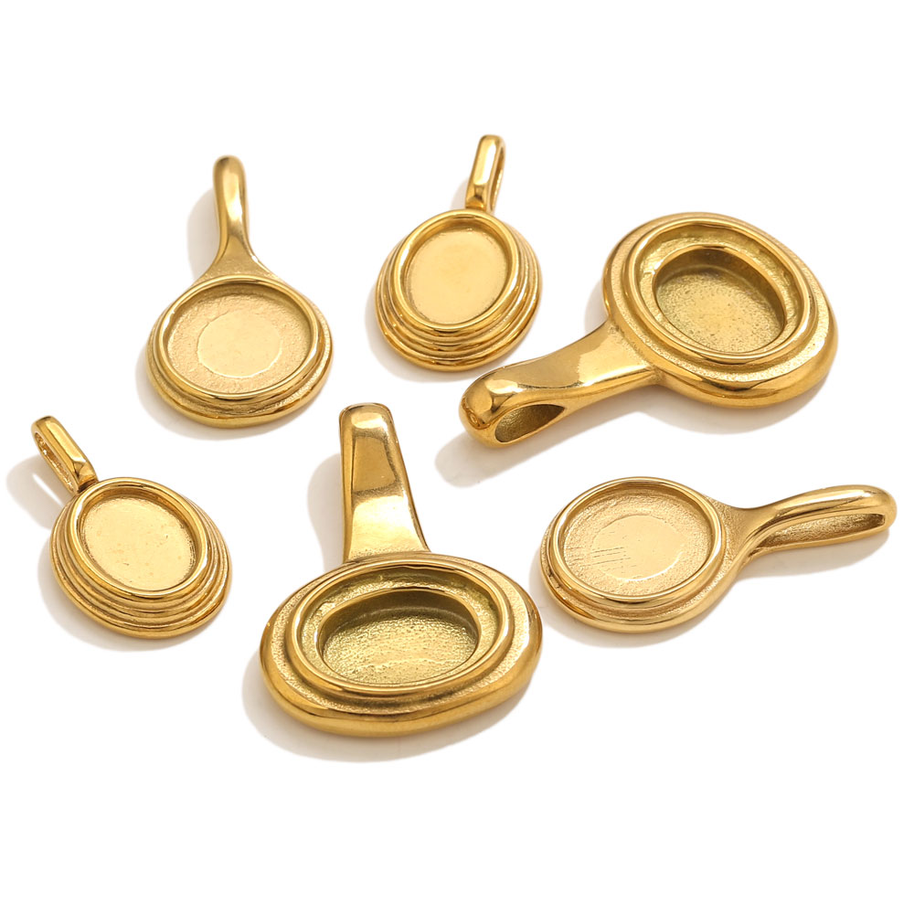 5pcs Stainless Steel Round Ova - Pendant Blank Bezel ulasan dan harga