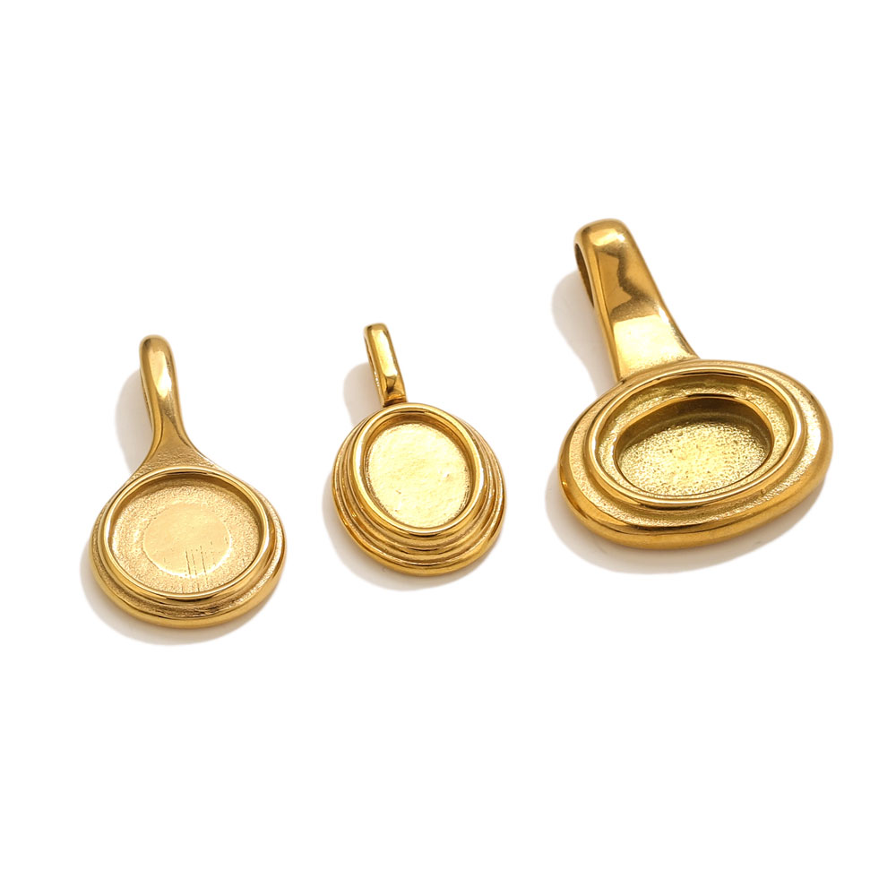 5pcs Stainless Steel Round Ova - Pendant Blank Bezel ulasan dan harga