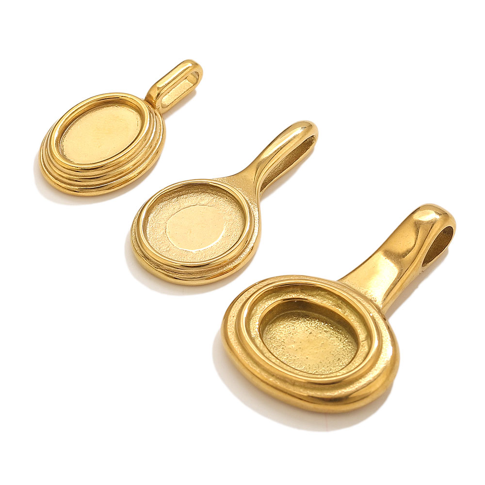 5pcs Stainless Steel Round Ova - Pendant Blank Bezel ulasan dan harga