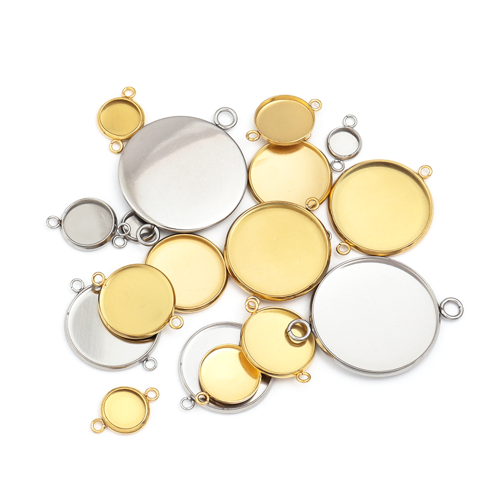 10pcs 6-30mm Round Stainless S - Pendant Blank Bezel ulasan dan harga