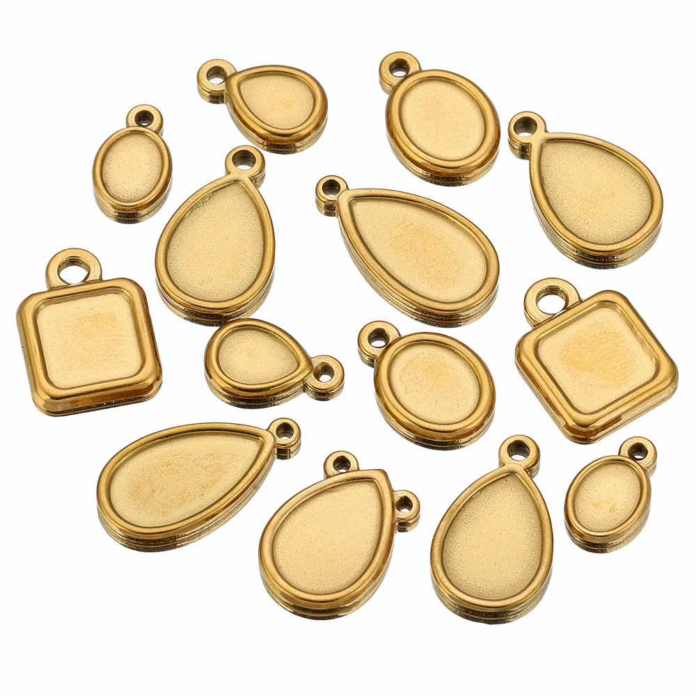 5pcs Stainless Steel Square Dr - Pendant Blank Bezel ulasan dan harga
