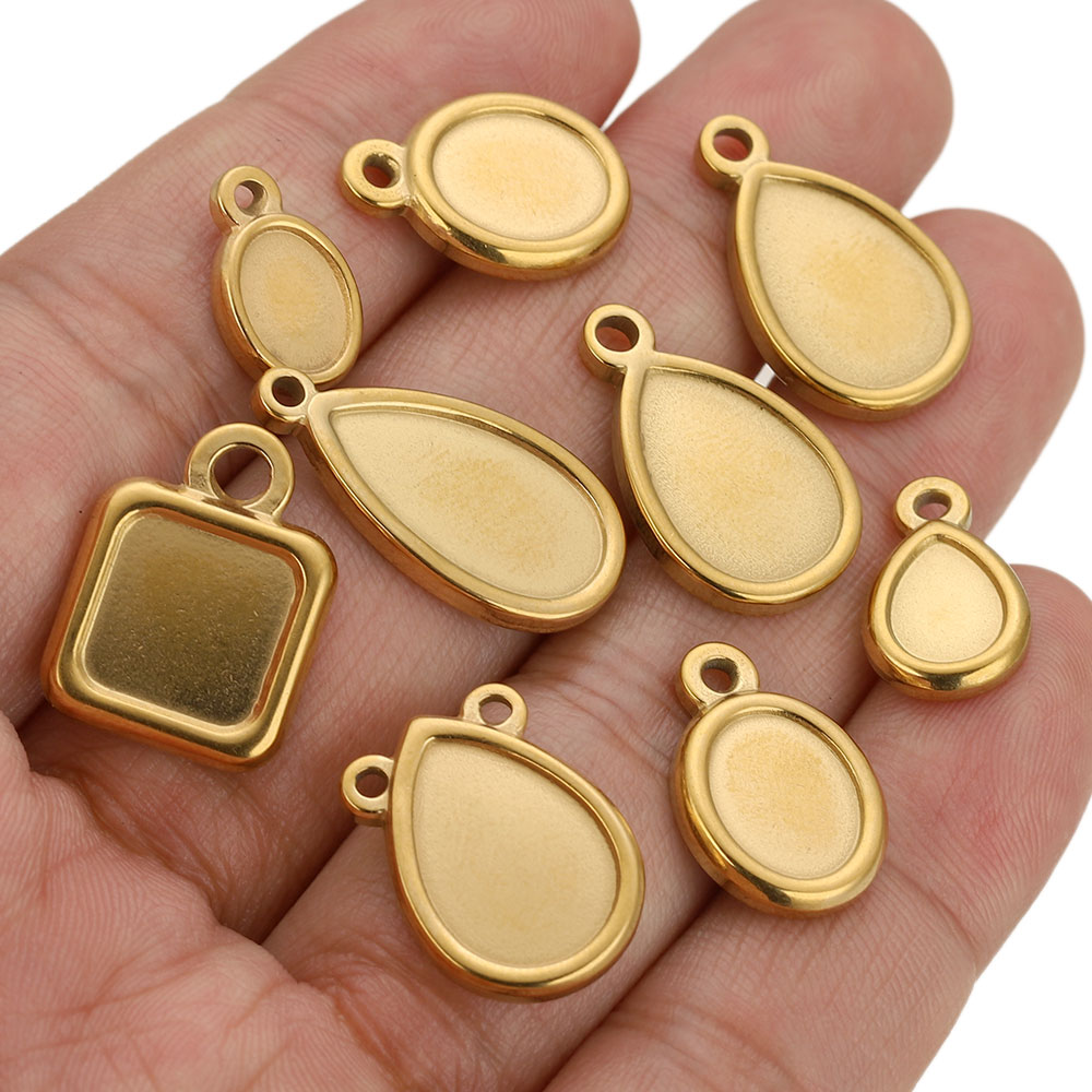 5pcs Stainless Steel Square Dr - Pendant Blank Bezel ulasan dan harga