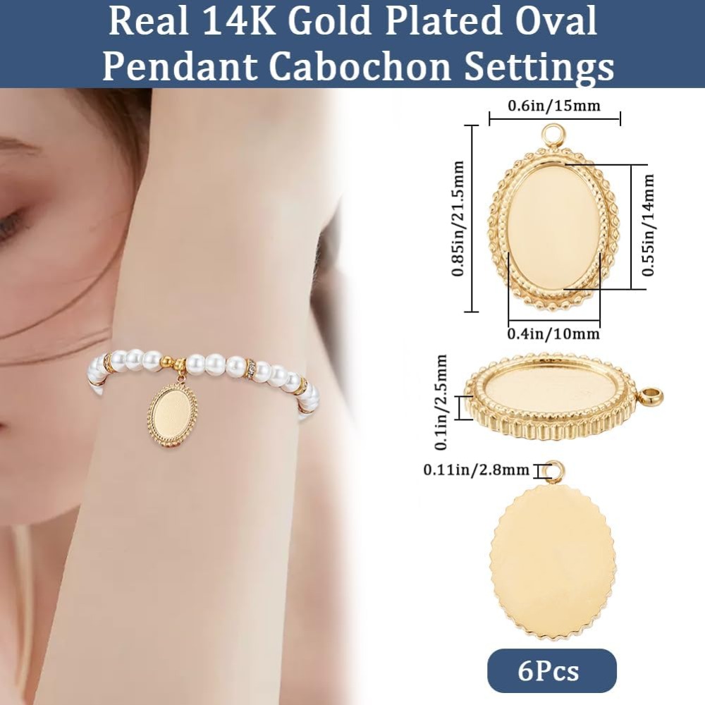 6Pcs Cabochon Settings Charms  - Pendant Blank Bezel ulasan dan harga
