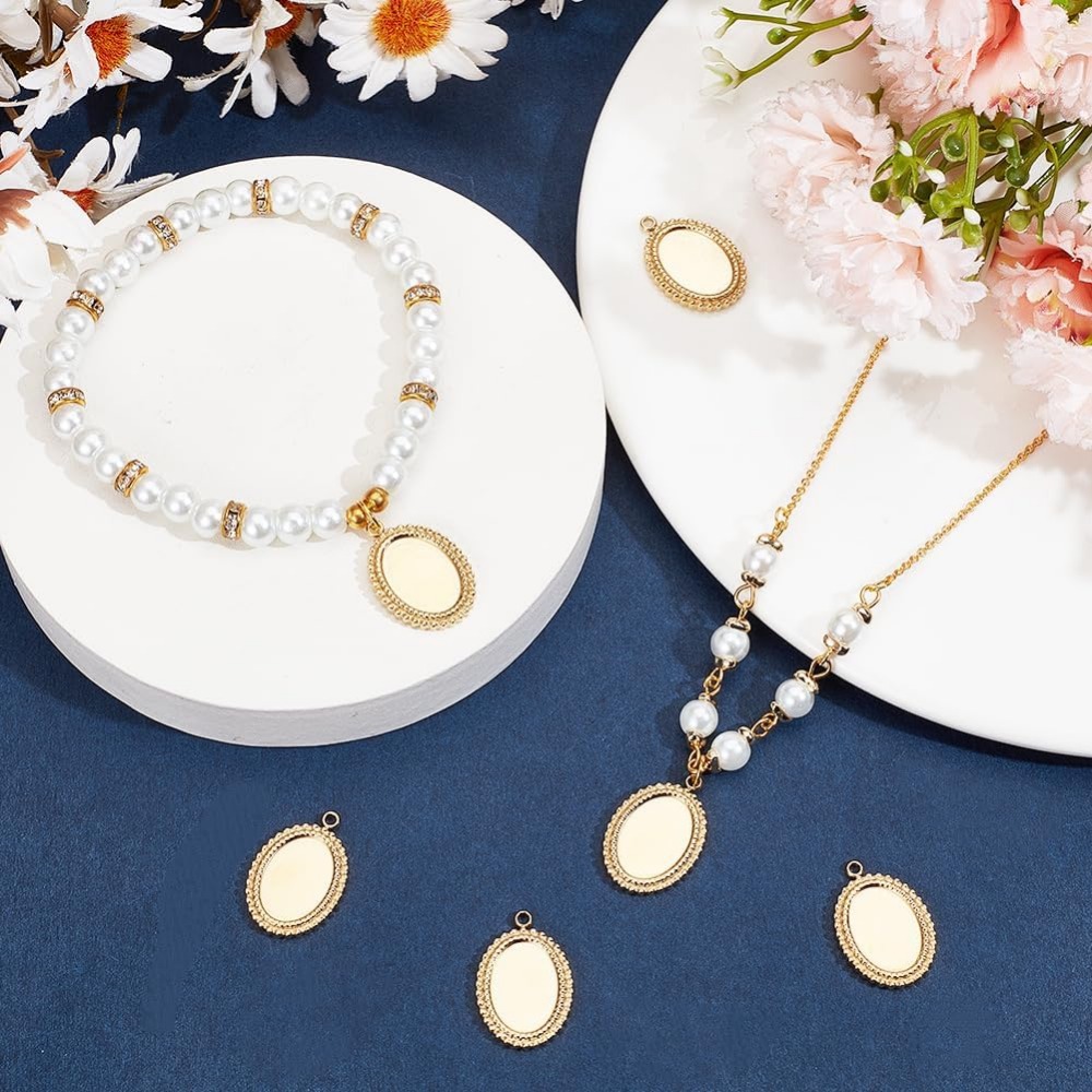 6Pcs Cabochon Settings Charms  - Pendant Blank Bezel ulasan dan harga