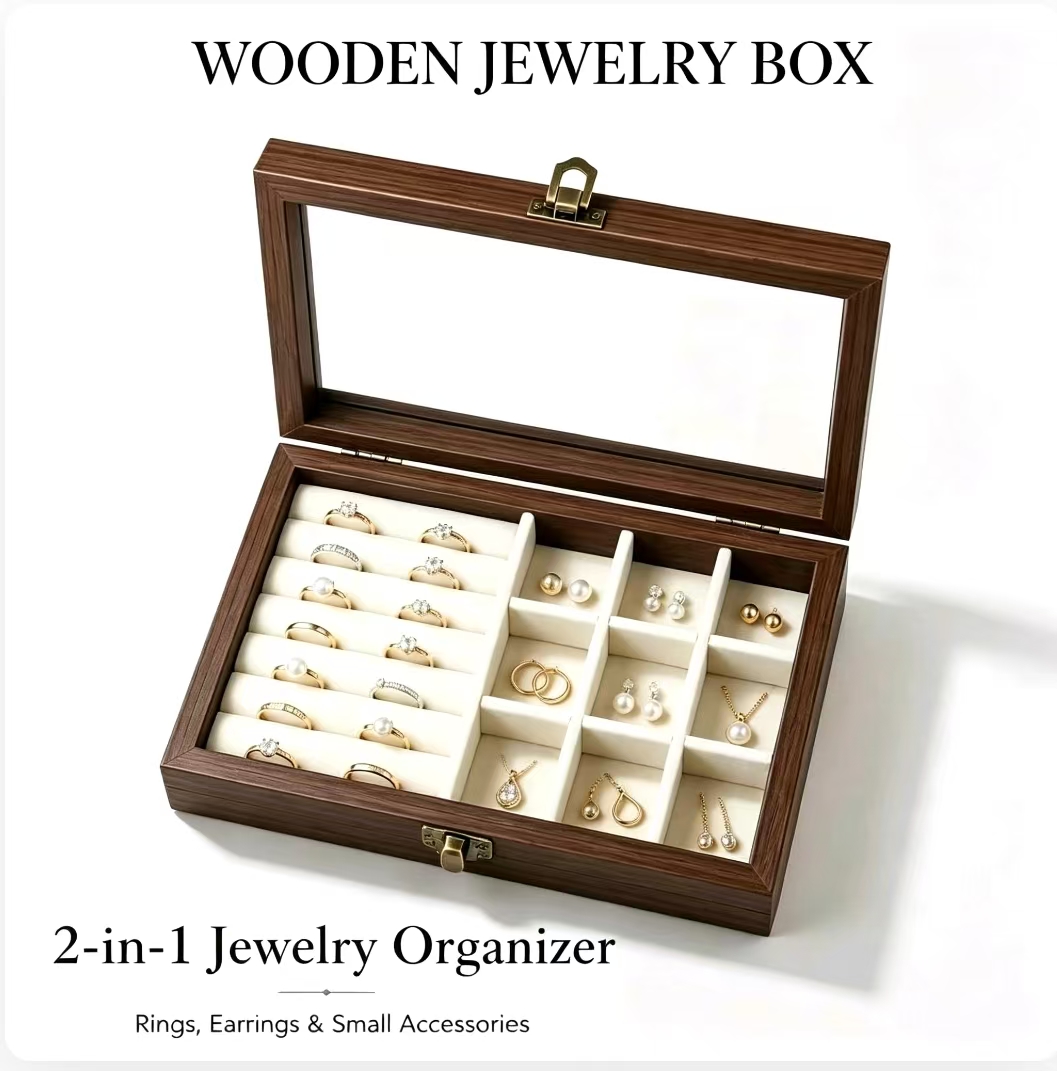 Bedroom Desktop Walnut Pattern - Jewelry Making Organizer Box ulasan dan harga