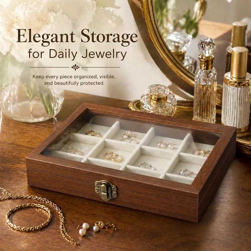Bedroom Desktop Walnut Pattern - Jewelry Making Organizer Box ulasan dan harga