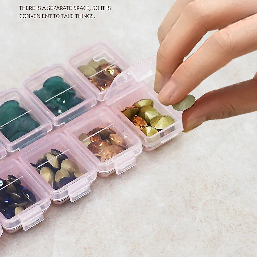 12 Compartments Plastic Rhines - Jewelry Making Organizer Box ulasan dan harga