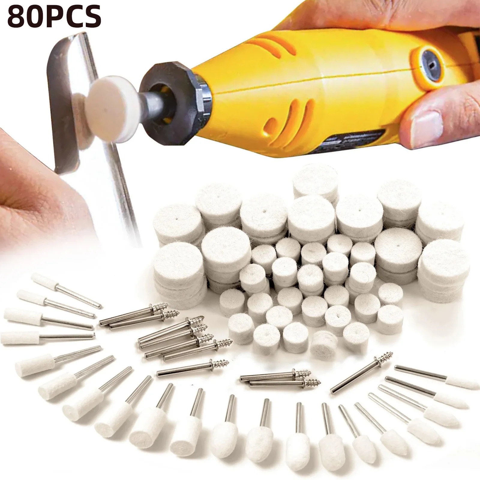 80PCS Wool Felt Buffing Wheel  - Jewelry Making Set ulasan dan harga