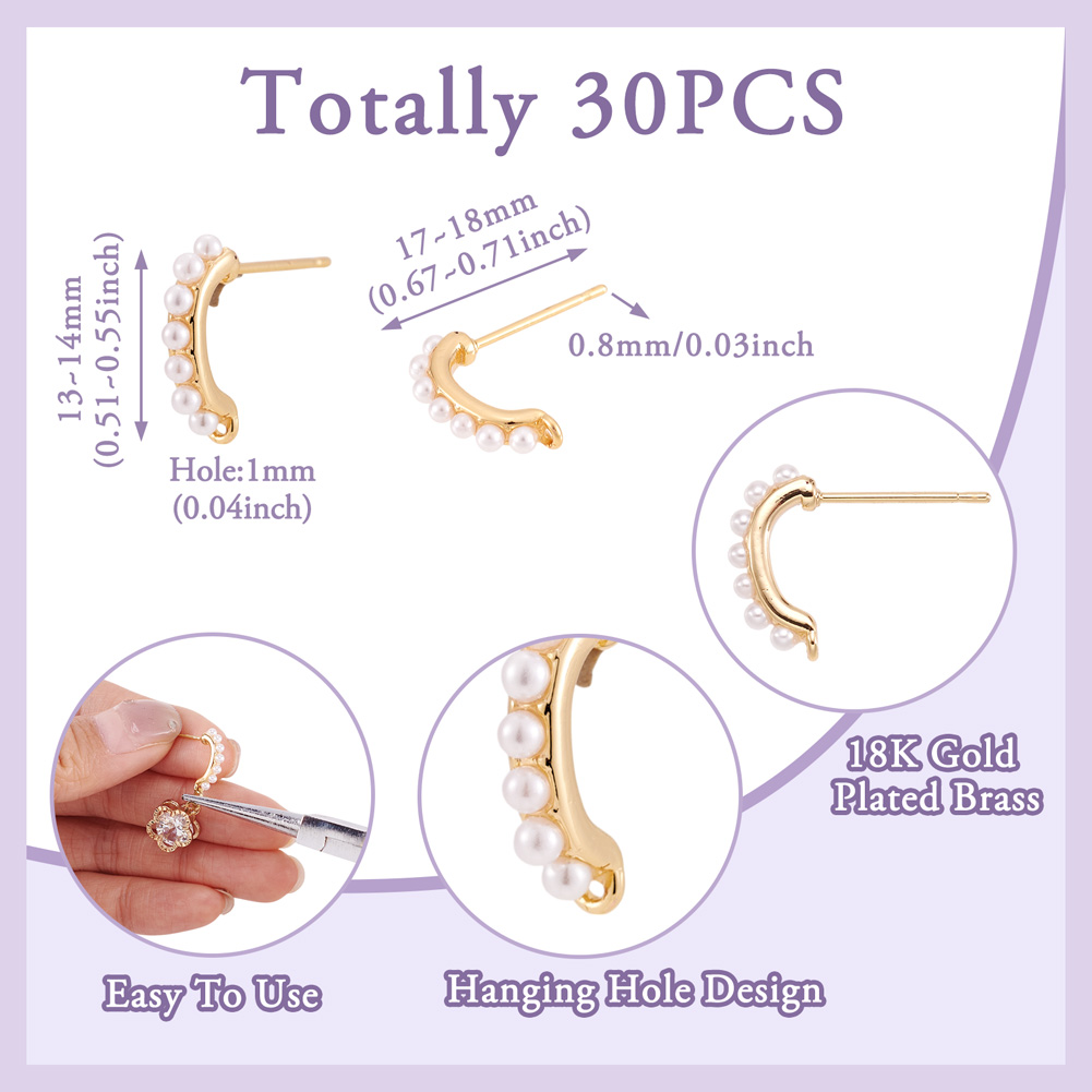 30pcs Brass Stud Earring Findi - Jewelry Making Set ulasan dan harga