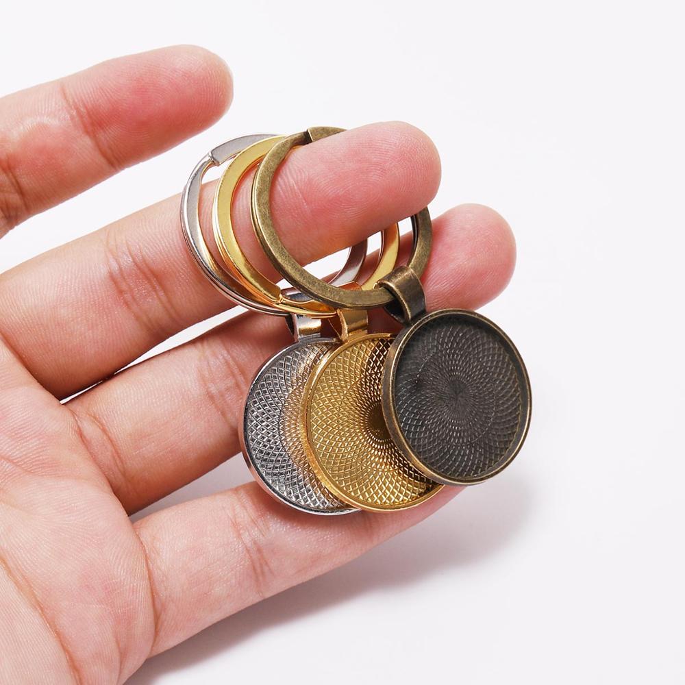5Pcs/Lot 25mm Keychain With Pe - Pendant Blank Bezel ulasan dan harga